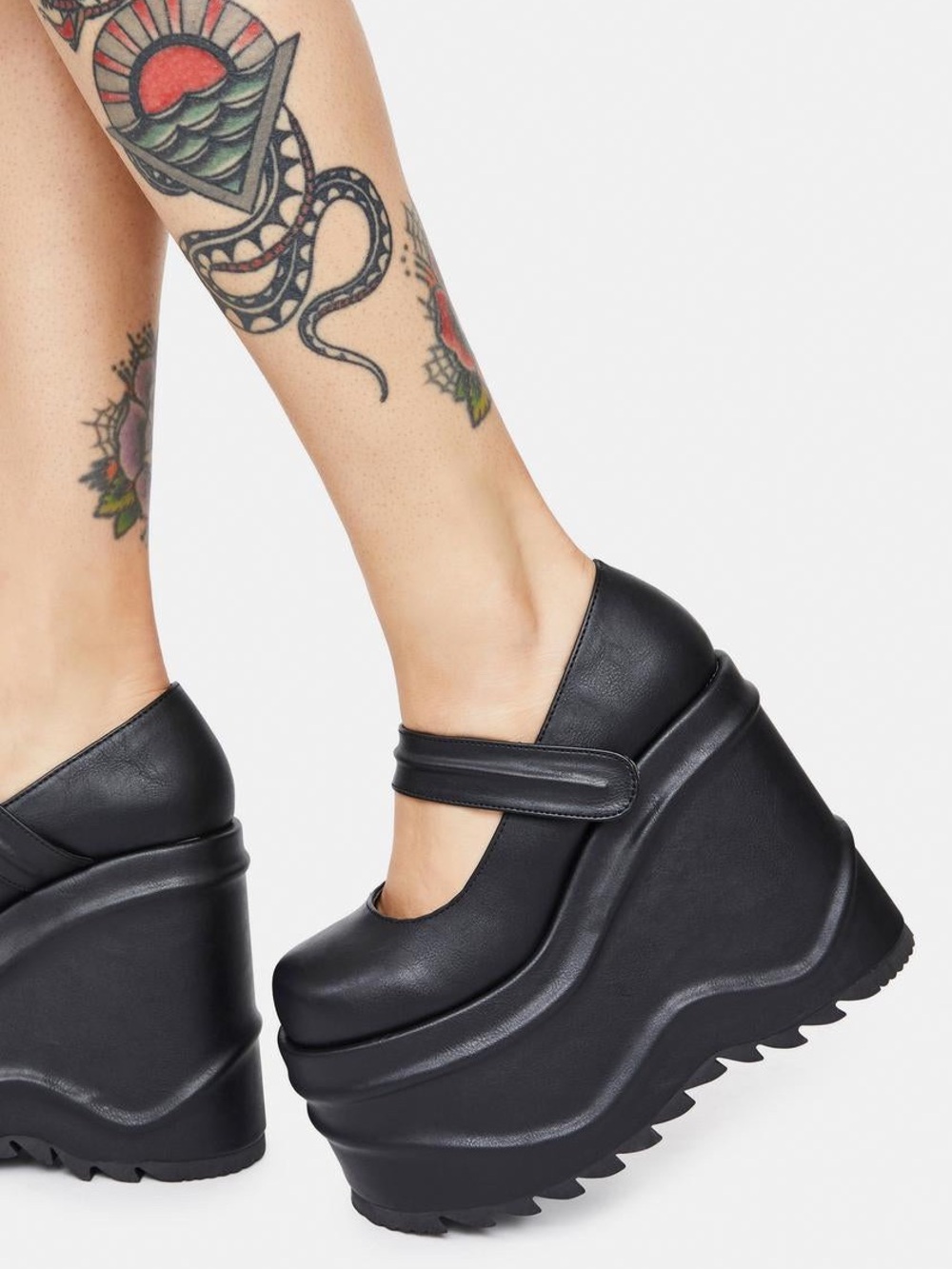 Demonias BLACK TAKE A RISK PLATFORM MARY JANES